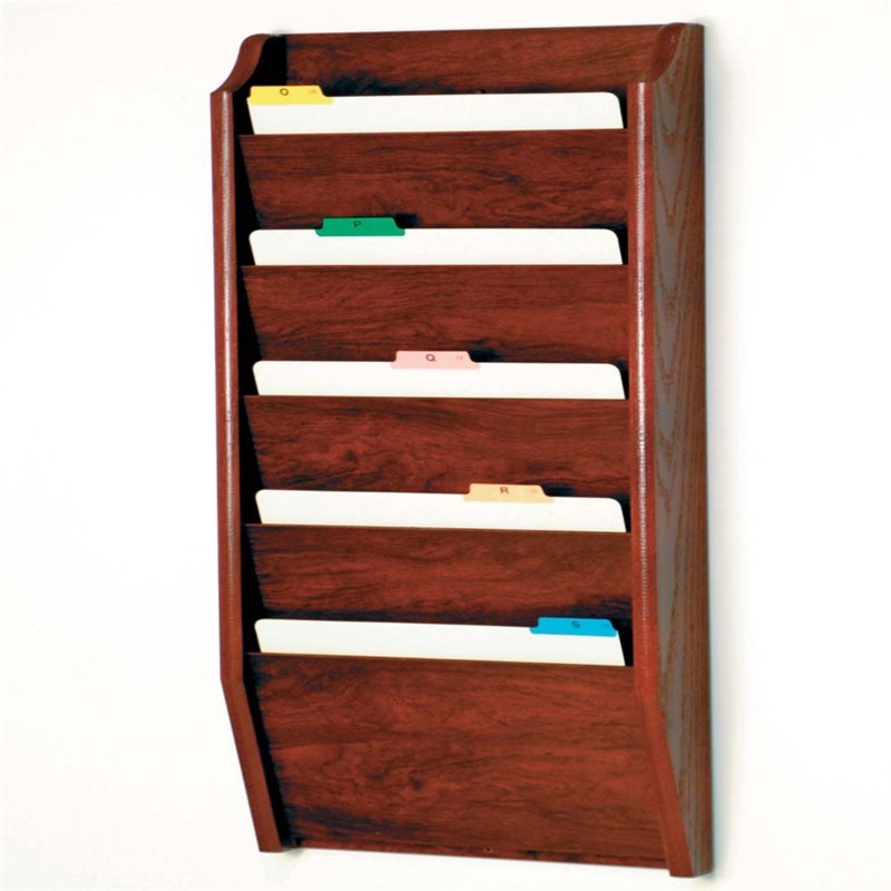 Wooden Mallet 5 Pocket Legal Size Wall File Holder In Mahogany Wooden Mallet 5 Pocket Legal Size Wall File Holder In Mahogany
