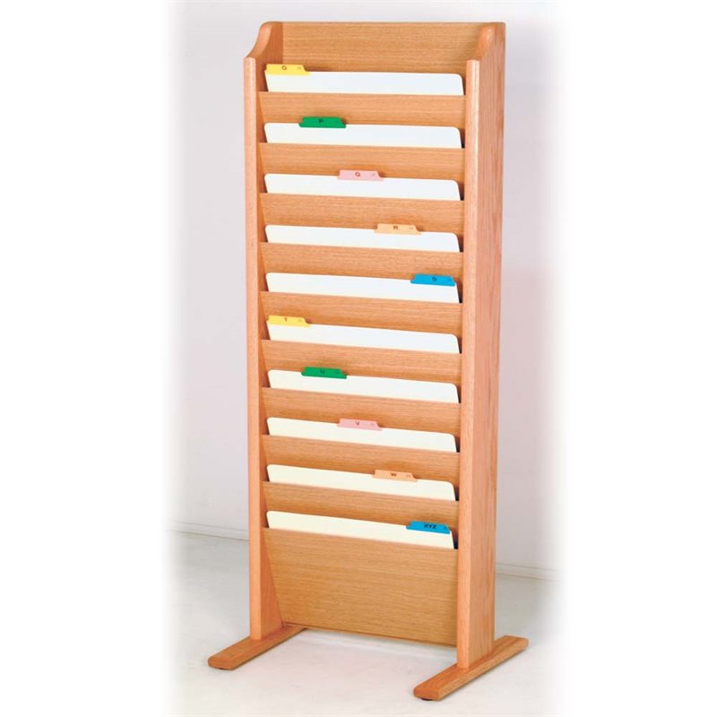 Wooden Mallet 10 Pocket Legal Size Standing File Holder in Light Oak ...