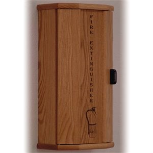 engraved fire extinguisher cabinet in light oak