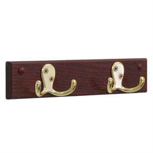 wall coat rack rail in mahogany and brass