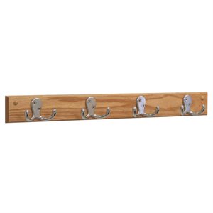 wall coat rack rail in light oak and nickel