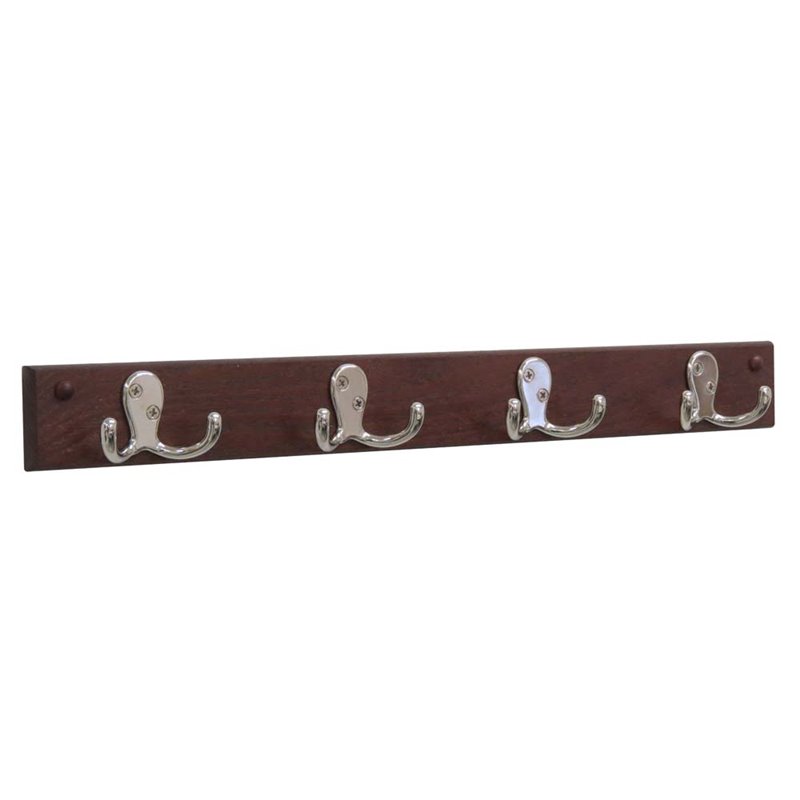 Wooden Mallet 40 Hook Wall Coat Rack Rail In Mahogany And Nickel Adorable Nickel Coat Rack Wooden Mallet 40 Hook Wall Coat Rack Rail In Mahogany And Nickel Adorable Nickel Coat Rack