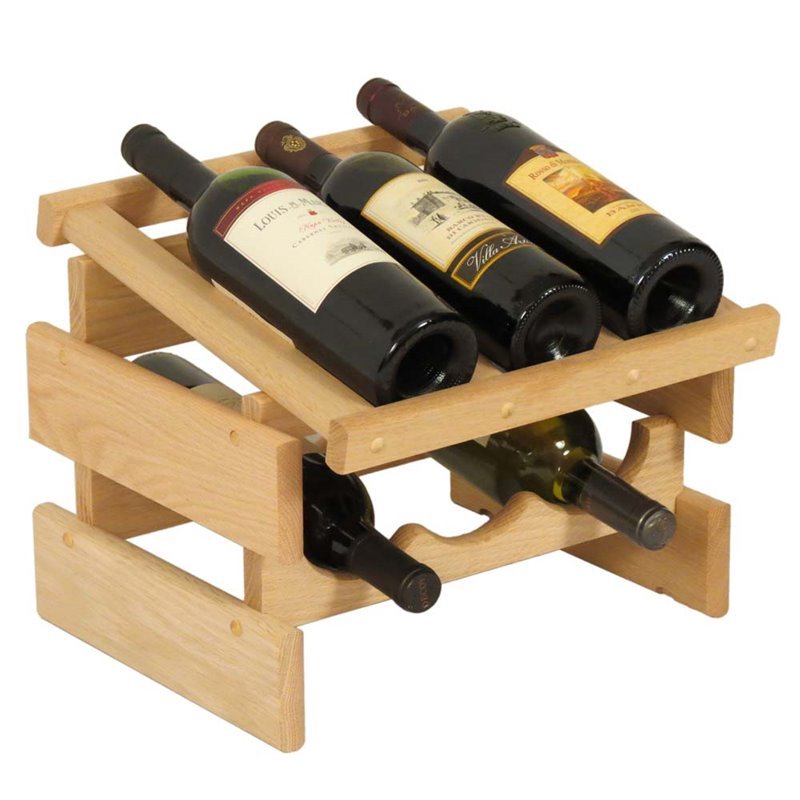 Wooden Mallet Dakota 2 Tier 6 Bottle Display Top Wine Rack in Natural