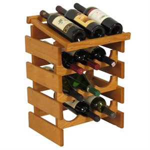 dakota 3-slot display top wine rack in medium oak