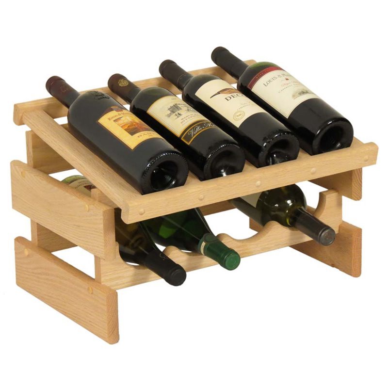 Wooden Mallet Dakota 2 Tier 8 Bottle Display Top Wine Rack in Natural