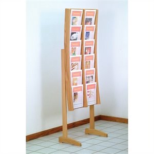 wooden mallet 12 pocket contemporary floor display in light oak