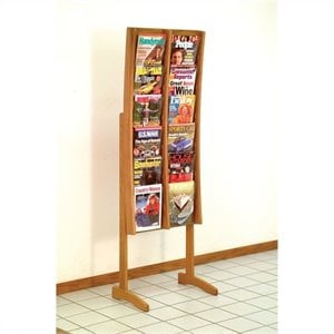 wooden mallet 12 pocket contemporary floor display in medium oak
