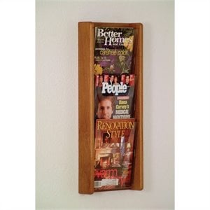 wooden mallet 3 pocket acrylic and oak wall display in medium oak