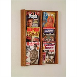 wooden mallet 6 pocket acrylic and oak wall display in medium oak