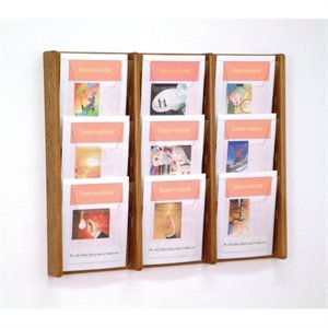 wooden mallet 9 pocket acrylic and oak wall display in medium oak