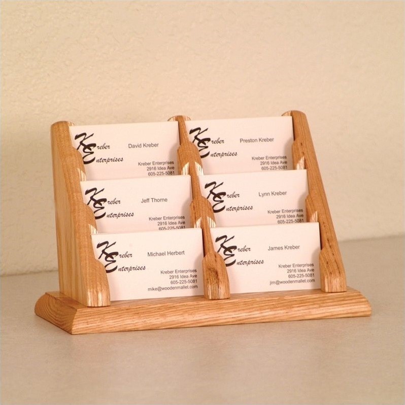 Wooden Mallet 6 Pocket Business Card Holder in Light Oak Cymax Business