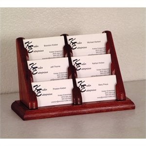 wooden mallet 6 pocket business card holder in mahogany