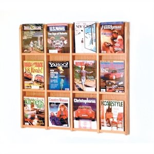 wooden mallet 12 magazine wall rack in light oak