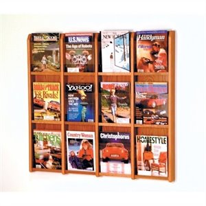 wooden mallet 12 magazine wall rack in medium oak