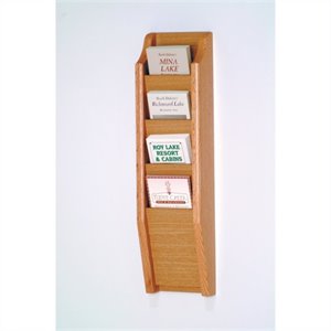wooden mallet brochure display with 4 pockets in light oak