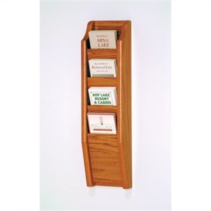 wooden mallet brochure display with 4 pockets in medium oak