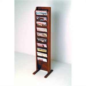 wooden mallet free standing 10 pocket magazine rack in mahogany