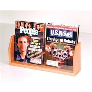 2 pocket countertop magazine display in light oak