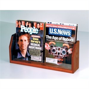 wooden mallet countertop magazine display with 2 pockets in mahogany