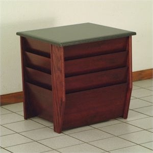 dakota wave end table with magazine pockets in mahogany