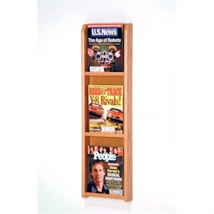 wooden mallet 3 pocket magazine wall display in light oak