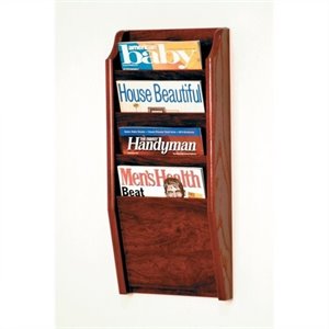 wooden mallet 4 pocket magazine wall rack in mahogany