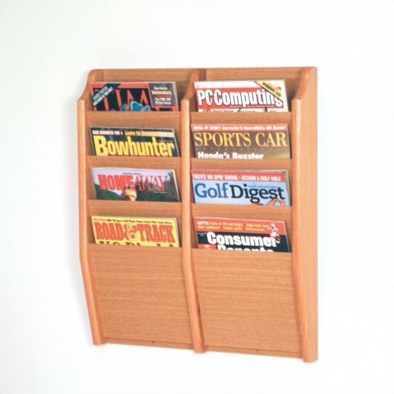 Wooden Mallet 8 Pocket Magazine wall Rack in Light Oak