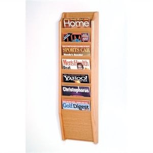 wooden mallet 7 pocket magazine wall rack in light oak