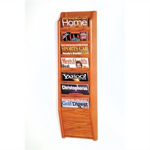 wooden mallet 7 pocket magazine wall rack in medium oak