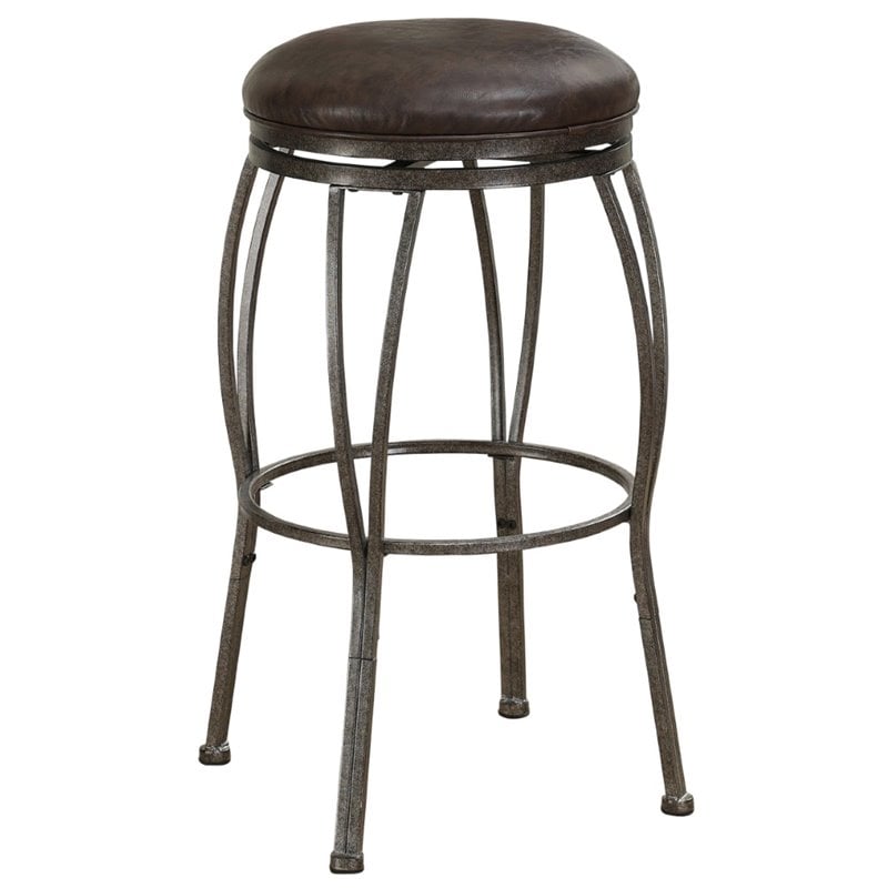 American Heritage Ashley Adjustable Swivel Bar Stool in Rustic Pewter