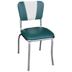 richardson seating retro 1950s v-back chrome diner  dining chair in green and white
