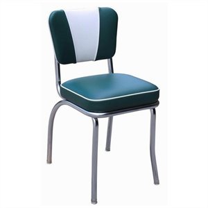 richardson seating retro 1950s v-back chrome diner dining chair in green and white