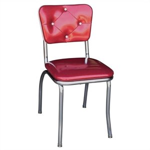 richardson seating retro 1950s button tufted diner  dining chair in glittery sparkle red