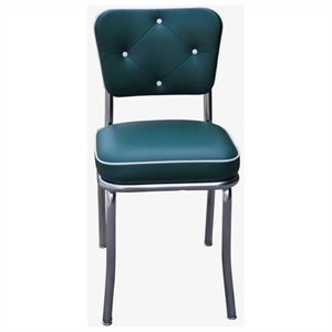 richardson seating retro 1950s chrome diner dining chair with button tufted back in green