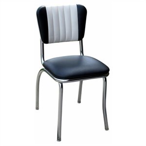 richardson seating retro 1950s two tone channel back diner dining chair in black and white