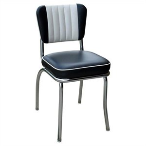 richardson seating retro 1950s two tone ribbed back faux leather padded seat dining side chair