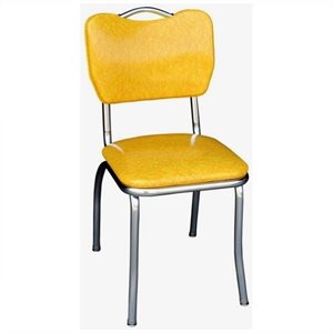 richardson seating retro 1950s handle back chrome diner dining chair in cracked ice yellow