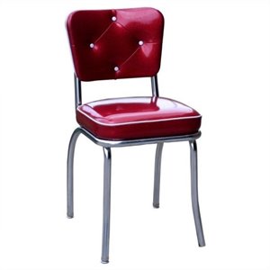 richardson seating retro 1950s button tufted kitchen dining chair in glittery sparkle red