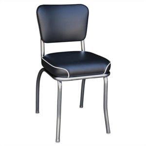 richardson seating retro 1950s chrome waterfall seat diner  dining chair in black