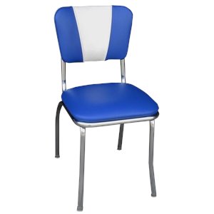 richardson seating retro 1950s chrome dining chair in royal blue and white