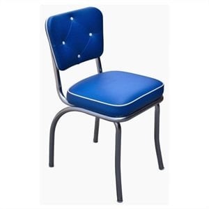 richardson seating retro 1950s chrome diner dining chair with button tufted back in royal blue