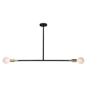 renwil pairs 2 light island light in matte black and brass