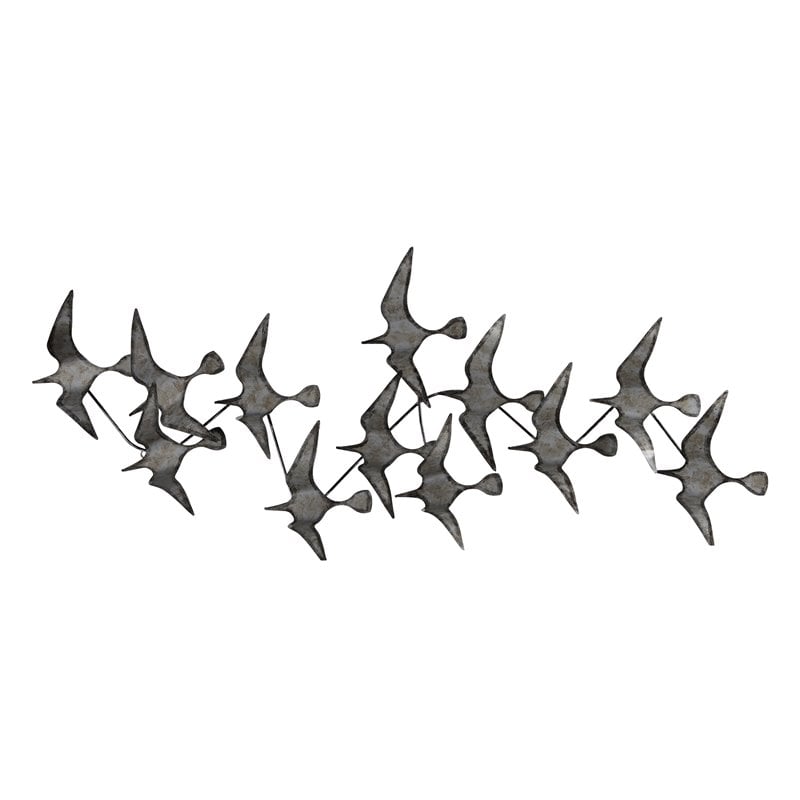 Renwil Murmuration Iron Wall Sculpture Art in Gray
