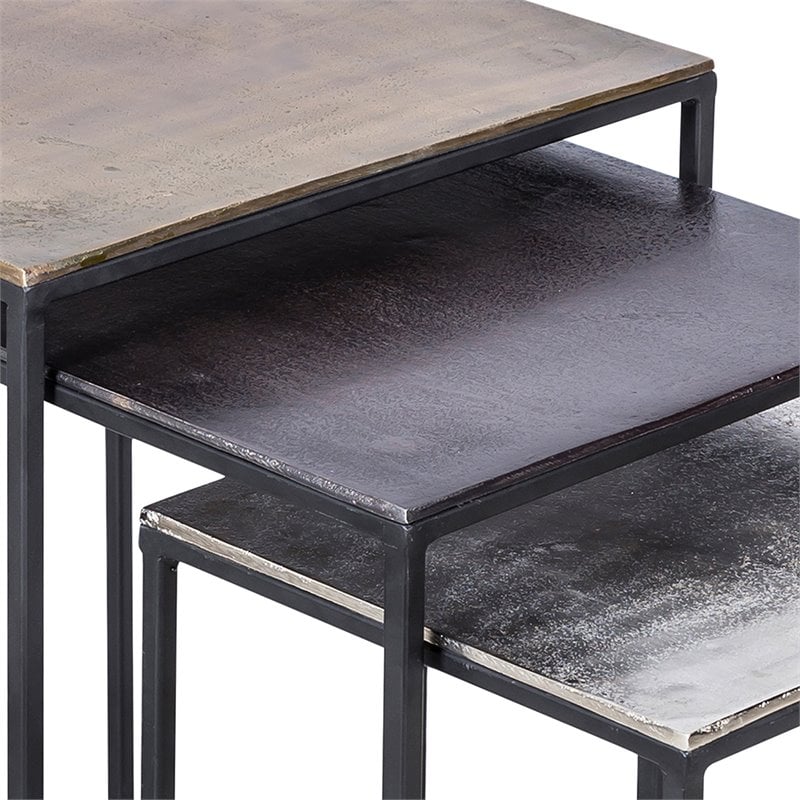 Renwil Authentic Eclectic Threefold 3 Piece Accent Nesting Table Set