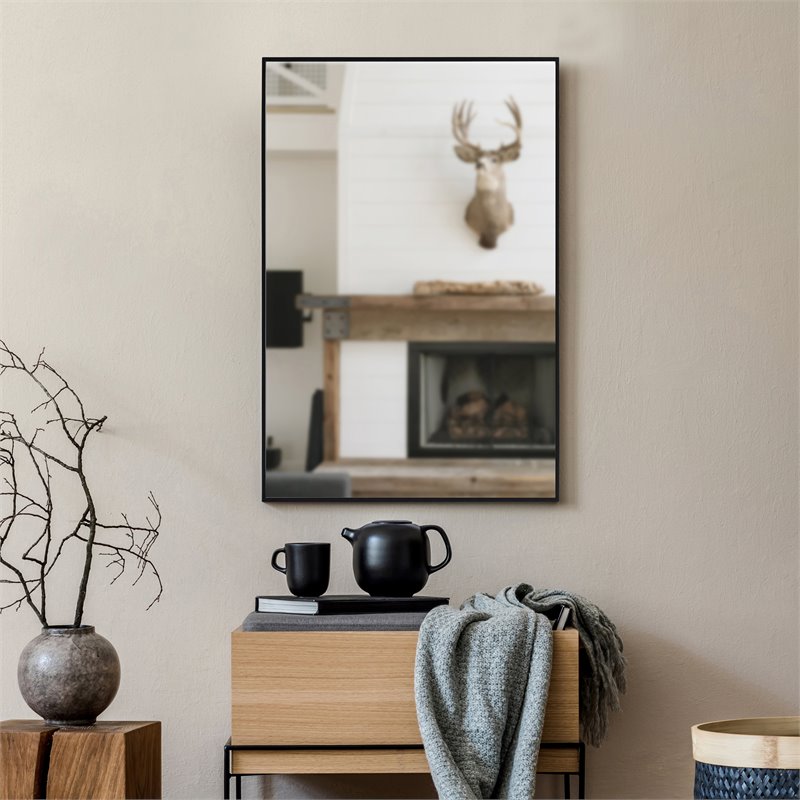 Renwil Authentic Eclectic Reynolds Decorative Mirror in Matte Black