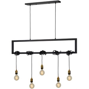 renwil authentic eclectic madeira 5 light island light in matte black