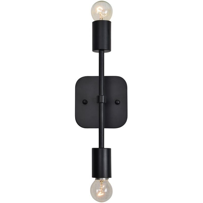 Renwil Modern Glamour Albany I 2 Light Wall Sconce in Matte Black