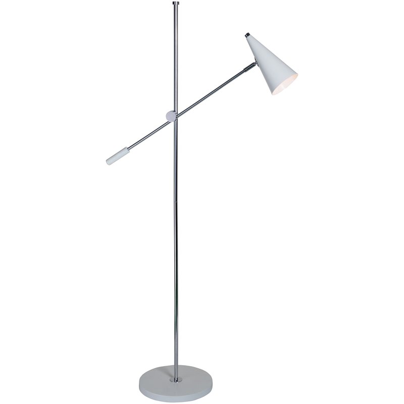 Renwil Modern Glamour Malvern Floor Lamp In Satin Nickel