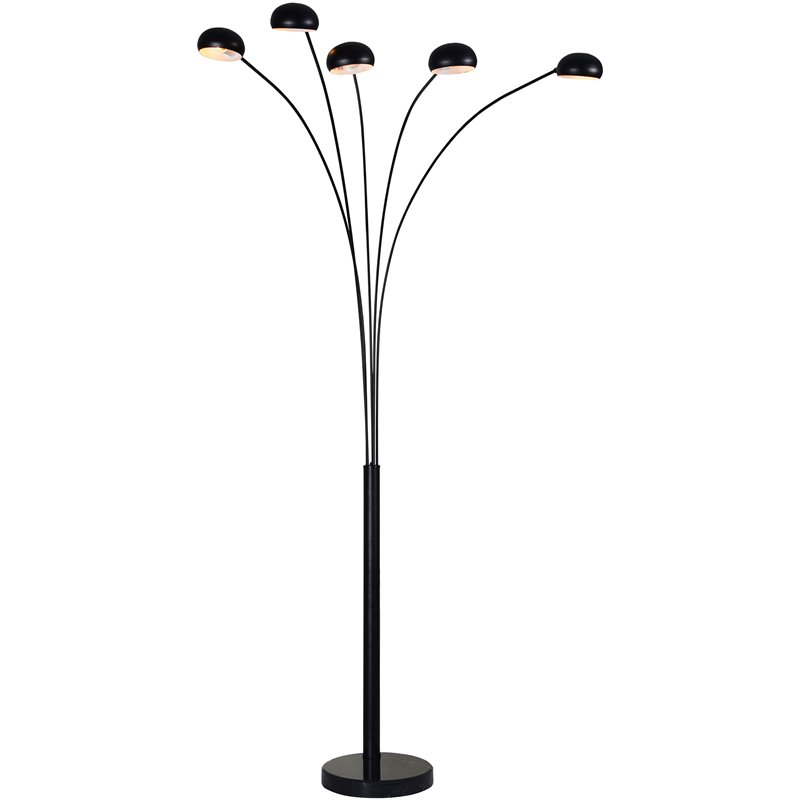 Renwil Modern Glamour Buxton 5 Light Floor Lamp In Matte Black