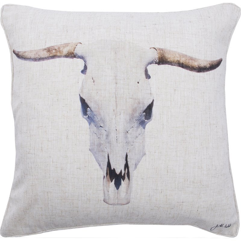 Renwil New Traditional Elgin Malaga Throw Pillow in White and Brown